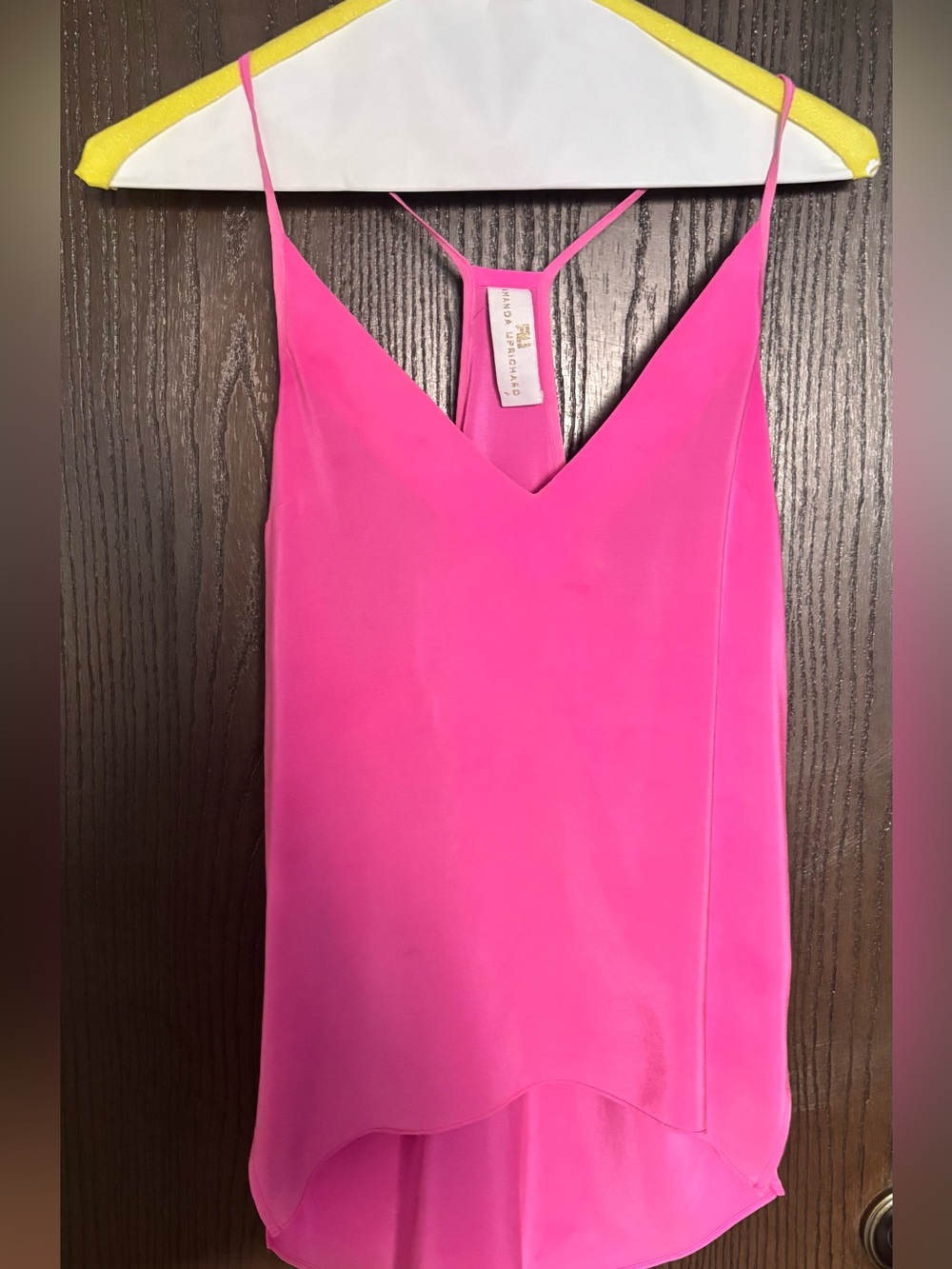 Amanda Uprichard Vibrant Pink Satin V-Neck Cami